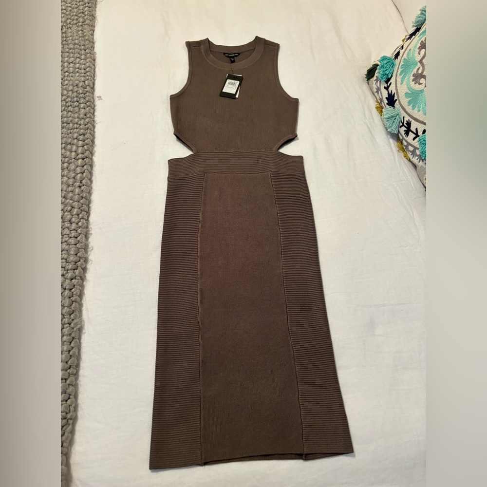 Guess Cutout Ribbed Allison Dress in Asphalt Grey size Small